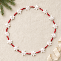 24 étoiles en papier moravian pour décoration de Noël, guirlande murale, perles blanches et rouges pour les fêtes, à suspendre