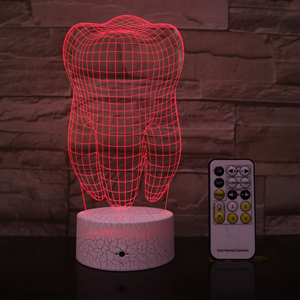 Diseño de dientes Lámpara 3D Luz de noche LED Crack Touch Base con lámpara de diseño de dientes <span class=keywords><strong>RC</strong></span> para dentista Dropshipping Fábrica al por mayor - Product Image 3