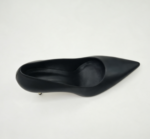 Scarpe con <span class=keywords><strong>Tacco</strong></span> Alto Nere a Punta con <span class=keywords><strong>Tacco</strong></span> Dorato Metallizzato per Lavoro e Feste - Product Image 2