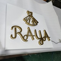 Enseigne LED personnalisée, publicité rétroéclairée, logo de bureau en métal doré, lettres d'enseigne, enseigne LED rétroéclairée pour intérieur et extérieur, enseigne murale de magasin