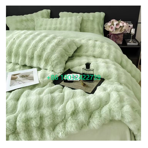 Literie d'hiver de luxe personnalisée, peluche longue ivoire super douce, pelucheuse, coton, velours, fourrure hirsute, ensemble de couette, nouveauté - Product Image 2