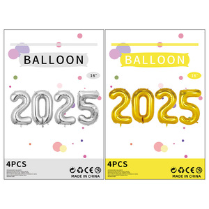 Decorazione per feste di <span class=keywords><strong>capodanno</strong></span> fornisce palloncino 2025 digitale con copertina rigida in carta set in alluminio palloncino - Product Image 1