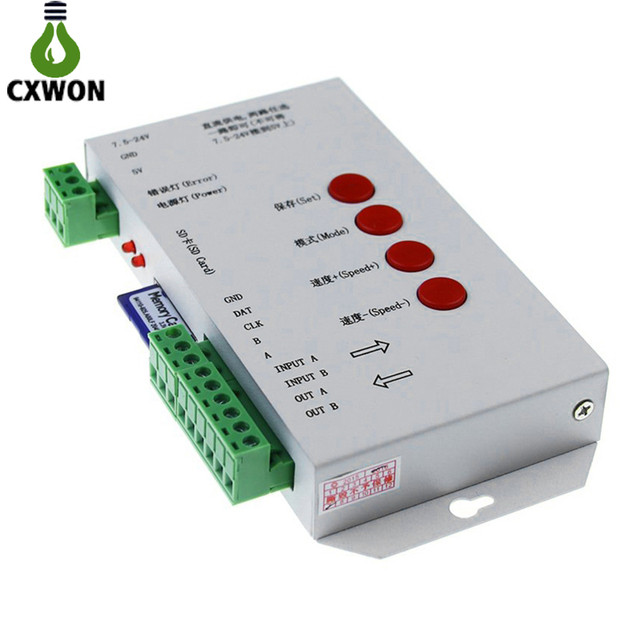 T1000S SD Card WS2801 WS2811 WS2812B LPD6803 LED 2048 Programmable Pixels Controller DC5~24V T-1000S RGB Controller