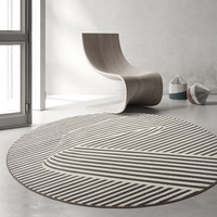 Tapis rond beige en laine acrylique, fabriqué à la machine, grand format