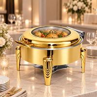 Chauffe-Plats Professionnel Circulaire en Acier Inoxydable Doré de 6L – Maintien au Chaud des Aliments pour Mariages en Extérieur et Hôtels