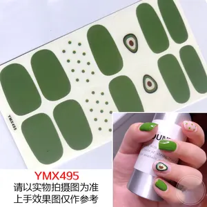 Di vendita caldo di avocado di disegno reale di 100% nail polish strips, nail art involucri, nail stickers
