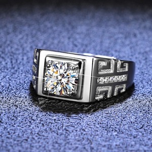 Anello da Uomo Impermeabile in <span class=keywords><strong>Argento</strong></span> Sterling 925 con Moissanite VVS <span class=keywords><strong>D</strong></span>, Placcato in Rodio, Gioielli per Fidanzamento e Matrimonio, Fornitore Produttore - Product Image 4