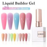 Gel de construction liquide OEM pour extension d'ongles, marque privée, longue tenue, couleur rose nude scintillante, pour salon de manucure