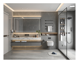 Mueble de Baño Moderno con Espejo, Diseño Gráfico 3D, en Piedra Sinterizada Blanca, Nuevo Producto en Oferta - Product Image 5