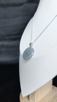 Collier unisexe de grande qualité, artisanal, en jadéite naturelle, plaqué argent 925, certifié NGTC, détails complexes, pièce unique