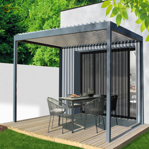 Sistema de Pérgola de Aluminio Sostenible con Techo de Láminas Retráctiles Eléctricas, Montado en Pared, para Exteriores - Product Image 3