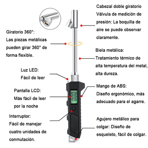 เครื่องวัดความดันลมยางดิจิตอล<span class=keywords><strong>230</strong></span> <span class=keywords><strong>PSI</strong></span> สแตนเลสสำหรับรถบรรทุกรถไฟฉาย LCD เครื่องทดสอบยานพาหนะ - Product Image 4