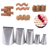 Outil de pâtisserie : Ensemble de 5 douilles à pâtisserie en acier inoxydable, à motif demi-rang tressé dentelé, motif panier de fleurs