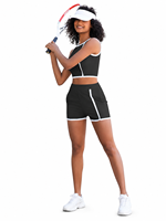 Ensemble de yoga OEM personnalisé pour femme, séchage rapide, short taille haute et crop top sans manches, idéal pour le fitness et le Pilates