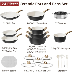 High Quality Cooking Pots And Pans Glass Lids Bakelite Handles Gas <b>Induction</b> Stoves Green Ceramic <b>Cookware</b> <b>Set</b> - Product Image 3