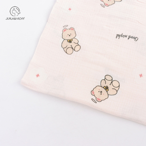 100% hữu cơ combed cotton in ấn Vải đôi nhăn Muslin cho quần áo trẻ em bong bóng dệt mục tiêu cho trẻ em trai và trẻ em gái - Product Image 1