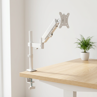 Support de moniteur unique avec bras à ressort à gaz, fixation de bureau avec colonne verticale réglable en hauteur, support de moniteur entièrement articulé Auki