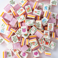 Tuiles de Mahjong Américaines de Luxe Modernes Roses, Personnalisées, en Acrylique Gravé 4 Couches, 160mm, Ensemble de Voyage et de Divertissement