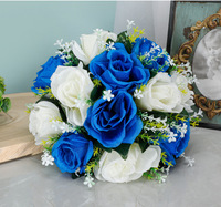 Vente en gros de haute qualité soie rose fleur boule vert arrangement floral centre de table de mariage pour la décoration