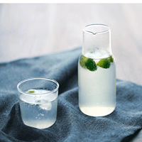 Nouveau style clair Une personne buvant bouteille d'eau froide ensemble jus thé bière Carafe verre pichet cruche ensemble avec tasse