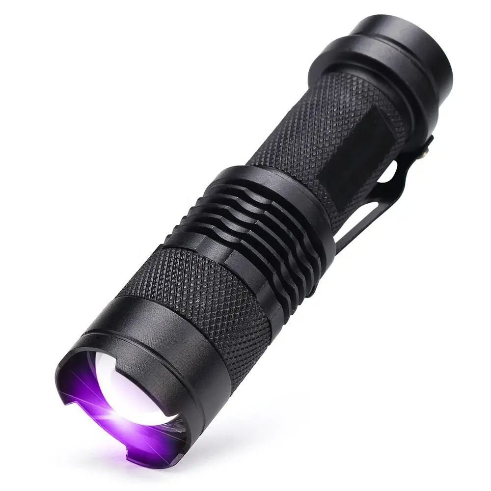 AJOTEQPT SK68 One Mode 300LM Zoomable 395nm UV LED Blacklights Flashlight for Detecting Cosmetic