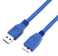 Câble d'extension USB 3.0 OEM en gros, gaine en cuivre étamé bleu, 0,3m-5m, USB Mâle Micro B pour disque dur, caméra, microphone, voiture