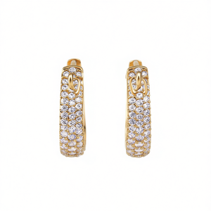 Orecchini a cerchio placcati oro alla moda con cristalli e strass incastonati a pavé per donna, gioielli da festa alla moda. - Product Image 1