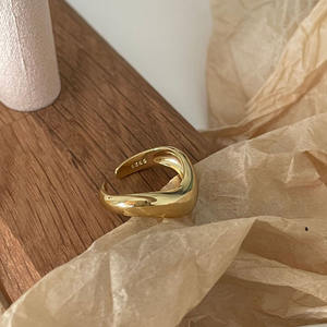 Silber Vergoldung <span class=keywords><strong>V</strong></span>-Form Chunky Fingerringe für Sterling Silber Damen schmuck - Product Image 2