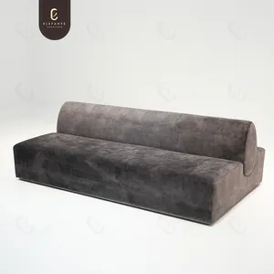 Sofa ekstra besar, dapat dilepas, bantal panjang, Sofa unik beludru coklat