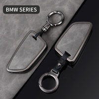 Couverture de clé de voiture en métal en cuir gris souple pour étui à clé de voiture à 4 boutons