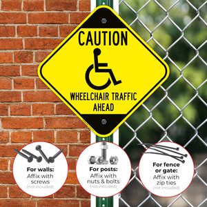 تحذير حركة مرور الكراسي المتحركة علامة أمامية-12 × 12 بوصة من الألومنيوم مقاوم للصدأ مقاوم للماء مع رمز لمناطق الوصول - Product Image 6