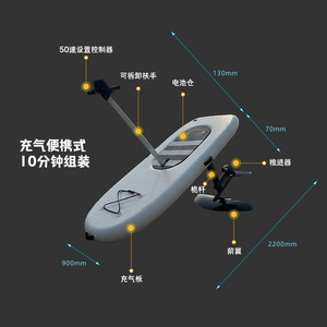 กระดานโต้คลื่นไฟฟ้าแบบไฮโดรฟอยล์ยี่ห้อเมลอส แบบเป่าลมพร้อมที่จับ สำหรับผู้ใหญ่ กีฬาทางน้ำ - Product Image 2