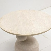Table basse moderne en marbre sur mesure, meubles de salon, beige travertin