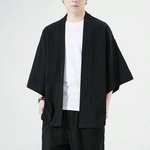 Chemises <span class=keywords><strong>Kimono</strong></span> Japonaises HANO pour Hommes, Décontractées, Ouvertes, Légères, Yukata, Mode, Cardigan Noir à Manches Longues, Vêtement d'Extérieur, Vacances d'Été - Product Image 1