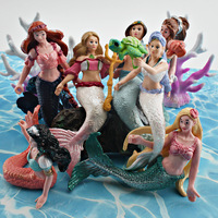 Modèle de poupée de conte de fées transfrontalier pour enfants, figurines de sirène, de requin et d'humains, décorations de scène océanique pour le développement cognitif