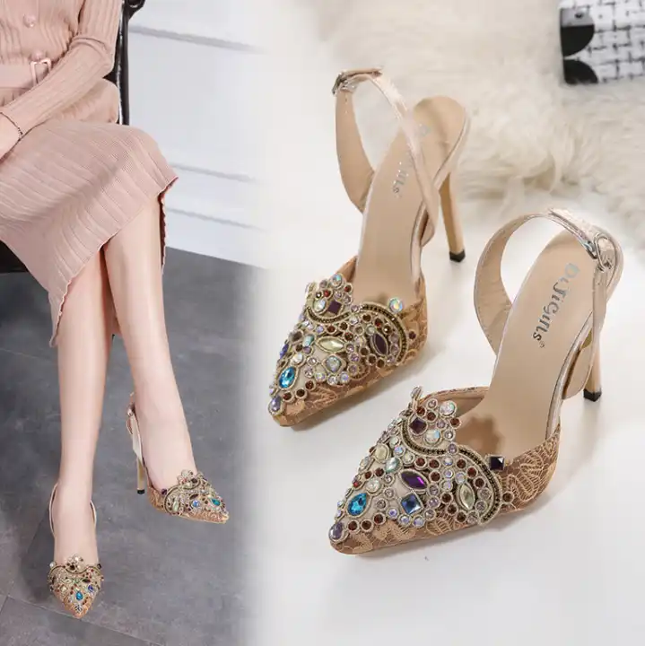 Stiletto Heel Crystal Wedding Sandals High Heel Formal Party Shoes Ankle  Strappy Sandals Designer Evening Dress Shoes Women - AliExpress