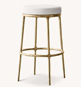 American Retro Style Handmade Forged Iron base Upholstered Swivel Backless Seat Bar Chair Counter <b>Stool</b> for Kitchen Island - Product Image 1