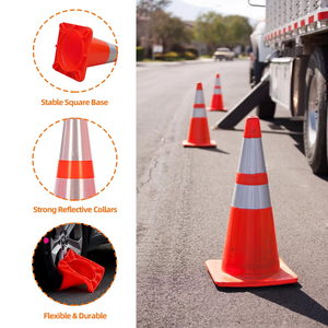 Oem 26 Jaar Fabrikant 30/45/70/90Cm Een Stuk Flexibele Oranje Verkeersveiligheid Pvc Verkeer Reflecterende Verkeersveiligheidskegel - Product Image 3