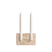 Porte-bougies en pierre naturelle, 12x8x3cm, style nordique, personnalisé, en marbre, travertin, Beige, rouge