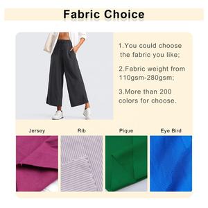 Pantalon de printemps personnalisé vierge taille élastique avec cordon de serrage réglable pantalon large en polyester à séchage rapide pour femmes avec ourlet fendu - Product Image 2