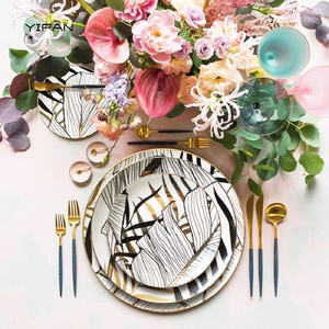 Hot Sale Gold Rimmed Charger Plates Fancy Gold Ceramic <b>Dinnerware</b> Dishes <b>for</b> Wedding Party Event Rental Fine Bone - Product Image 5