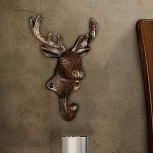 בציר קיר וינטג הר יצוק ברזל כפרי הבית דקורטיבי צבי ראש המעיל הוק מתכת מלאכה בגדים בעלי חיים יחיד hanger - Product Image 2