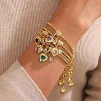 Bracelet chaîne serpent réglable pour femme Ginee, plaqué or 18 carats, style vintage, avec zircon multicolore