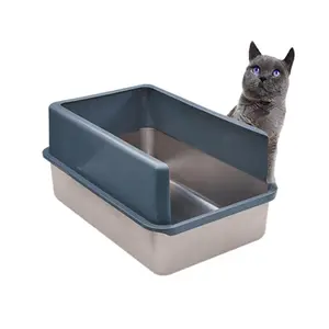 Kotak Sampah Stainless Steel Cat XL-Tidak Pernah Menyerap Bau, Noda, atau Karat-Tidak Menumpuk Residu-Desain Litterbox Mudah Dibersihkan