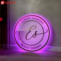 Enseigne LED ronde rétroéclairée personnalisée, lettres en acrylique néon lumineuses pour salon de beauté, bar, boulangerie, décoration murale