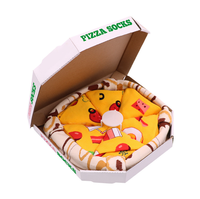 Chaussettes amusantes et créatives en forme de pizza, en boîte, cadeau de fête, chaussettes unisexes personnalisées, chaussettes en coton hawaïennes à la pizza pepperoni italienne