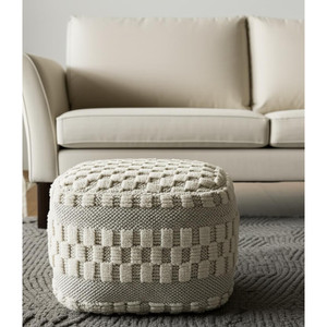 HMS 18 \ "Beige in Rattan geometrico Pouf ottomano estendibile piede quadrato sgabello per bambini ingresso palestra panca per vari - Product Image 1