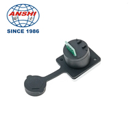 Soket Panel Mount RJ45 Ethernet 8-Pole Tipe D Tahan Air Industri, Berlapis Emas Tembaga, untuk PCB Soldering dengan Pelindung Debu