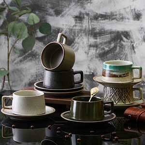 Tasse à café de style japonais écologique avec soucoupe et plateau de vente directe d'usine - Product Image 1