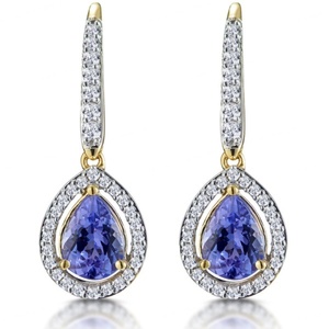 Elegant Two Tone Plating Jewelry 925 Sterling <b>Silver</b> Dangle <b>Earrings</b> Jewelry Blue Tanzanite <b>Drop</b> <b>Earrings</b> - Product Image 4